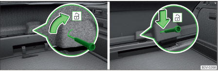 Fig. 351 Destrancar a tampa: Variante 1 / Variante 2