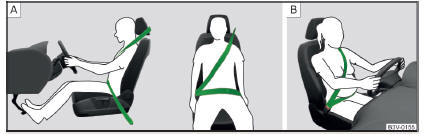 osicionamento da correia do cinto sobre o ombro e a bacia / Posicionamento da correia do cinto para senhoras grávidas