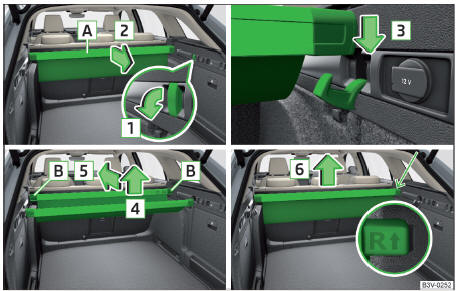 Fig. 135 Bolsa multifunções retirar / instalar / inserir / remover